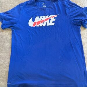 Nike Men's Royal Blue Tee with Red Swoosh
